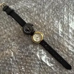 二重デザイン アナログ 腕時計 ブラック/ゴールド moussy ツインのサムネイル