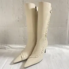 新品‼️Marie femme レザー　ロングブーツ　アイボリー　23.5cm