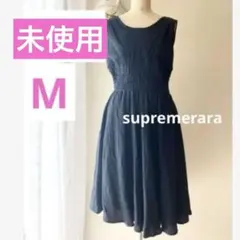 未使用❣️シュープリームララ　ノースリーブフレアワンピース　リボン　ミニスカート紺のサムネイル