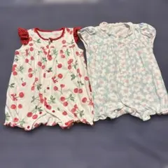 チェリー柄ロンパース 2点セット