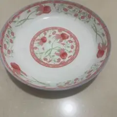 赤いバラの花3柄皿 25cm