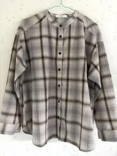 Samansa Mos2 グレー系チェック長袖シャツ