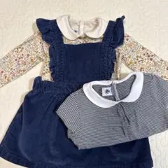 プチバトー　ブラウス　ジャンパースカートセット18m