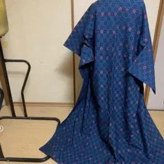 単　青着物　裏地無し　リメイク　ハギレに