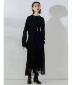 アンスリード メッシュドッキングシャツ 23SS ワンピース 黒 バンド