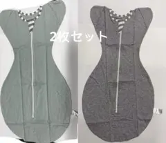 スワドルアップ　新生児　グレー　グリーン　M ベビー綿100% 手が出せるタイプ