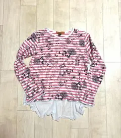 キッズ 長袖カットソー 130cm ボーダー チュール