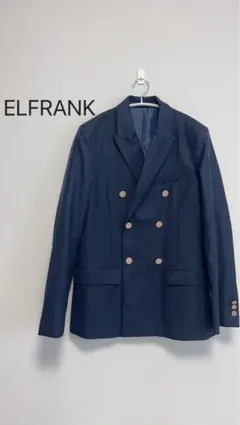ELFRANK テーラードジャケット 金ボタンミドル丈ダブル Ｌネイビー 紺ブレ