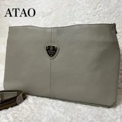 ATAO エルヴィ ショルダーバッグ 2way シボ革 ロゴプレート グレージュのサムネイル
