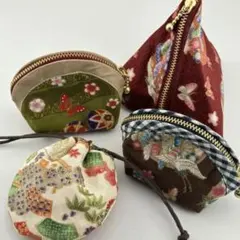 和小物 ミニポーチ 4点セット／柄違い・アソート【ハンドメイド】