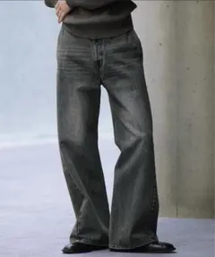 CURVED FLARE DENIM SLACKS ヴィンテージインディゴ