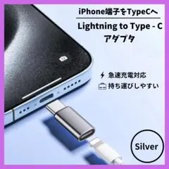 【1個】iPhone ライトニング Type-C 変換 アダプター シルバー