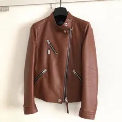 美品❤ COACH コーチ レザージャケット 本革ロングコート ダークブラウン 00042338-01.jpg
