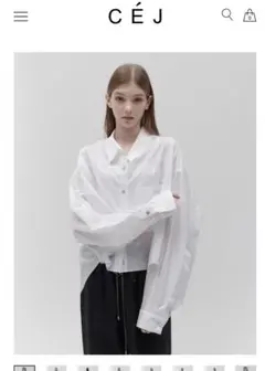 CEJ back belt tape shirts バックベルトシャツ 青