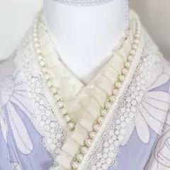 重ね襟パール　伊達襟レース　半衿フリル成人式振袖　卒業式袴　浴衣着物　　七五三