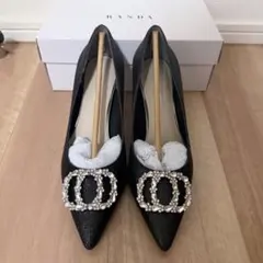 RANDA ビジュー バックル グリッター パンプス