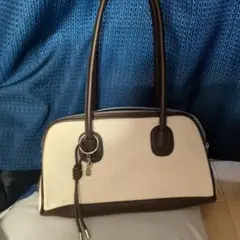 アース　バイカラー ハンドバッグ ブラウン×アイボリー