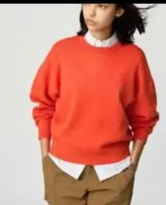 完売　ユニクロC スムースコットンクルーネックセーター オレンジ