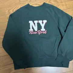 H&M NY刺繍トレーナー ダークグリーン