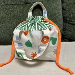 お弁当袋　巾着袋　ハンドメイド　幾何柄