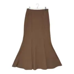GU カットソーマーメイドロングスカート M ダークブラウン