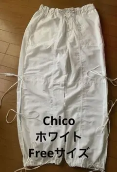 Chico♡ホワイト サイドリボン ワークパンツ・カーゴパンツ