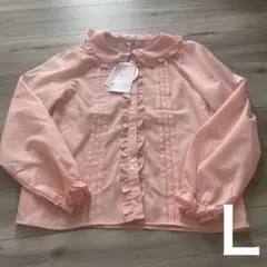 しまむら　maihee ピンク ブラウス　シャツ　ヴィンテージ風 フリル Ｌ