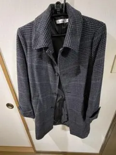 コート　ロングコート　チェック　グレンチェック