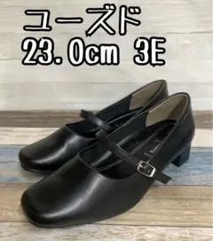 ディスプレイ品 23.0cm 黒系ミドルヒールパンプス c249