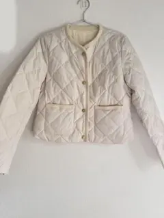 即納【TAION×anuans】 ノーカラーキルティングショートダウン　ホワイト