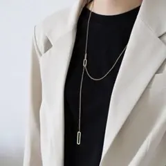 【ゴールド】金属アレルギー対応 ロングチェーンネックレス R4N008