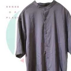 【清潔オシャレ！】Sence of Place ノーカラーシャツ L