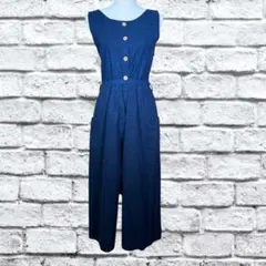 A2 オーバーオール Aライン ダークブルー 木綿100% サロペット