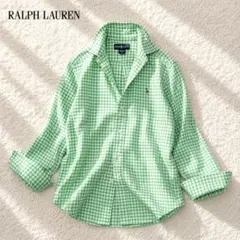【美品】ラルフローレン 長袖シャツ ギンガムチェック BD グリーン XS