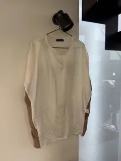 はらぺこ商店 バイカラー ゆったりカットソー ホワイト×ブラウン