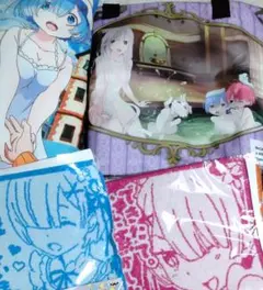 リゼロ レム ジャンボ クッション & タオルセット ハンカチ エミリア バッグ