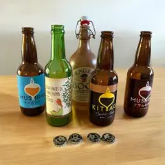 ビール瓶　空き瓶　王冠　六島浜醸造所　六島ビール　エンゲルボック陶器　5本セット