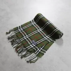 美品✨希少カラー✨BURBERRY ノバチェック マフラー グリーン 正規品 希少】バーバリー カシミア100% マフラー ノバチェック グリーン緑