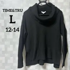 TIME&TRU 【L】ブラック タートルネックセーター ニット 12-14