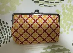 【和柄がま口ポーチ】レトロ 七宝柄 小物入れ ハンドメイド風