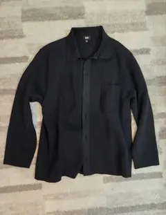 ユニクロ　ミラノリブシャツカーディガン　ブラック　L