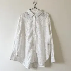 Spick and Span ジャガードレースハーフスリーブシャツ 開襟シャツ