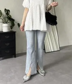 プロズヴェール ストレッチフレア裾パールデニムのサムネイル