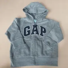 GAP フード付き裏起毛　ジップアップトレーナー 95　グレー