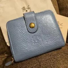 ■美品／保存袋付■IL BISONTEラウンドジップ二つ折りウォレット限定ブルーのサムネイル