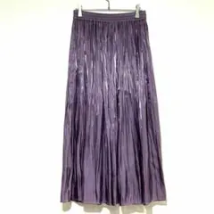 n0402【エニィファム】ロングスカート　ウエストゴム　サテン　パープル