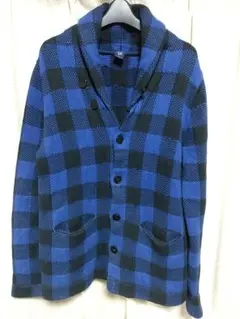 GAP チェック ショールカラーカーディガン Ｓサイズ 青 黒 ギャップ 古着屋