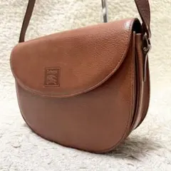 【良品】バーバリー　ショルダーバッグ　ポシェット　レザー　茶　ノバチェック