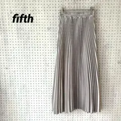 fifth プリーツ ロングスカート 光沢 グレージュ ウエストゴム フリー