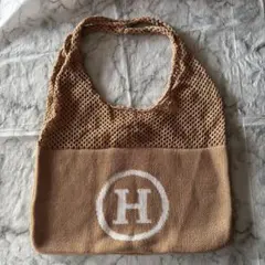 H メッシュ編みトートバッグ ベージュ
